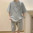 thumbnail image 2 of Conjunto de moda coreana con estampado de gofres para hombre, camiseta de manga corta y pantalones cortos, trajes para hombre, ropa deportiva, chándal UNISEX, conjunto de 2 piezas, conjuntos estampado, 2 of 5