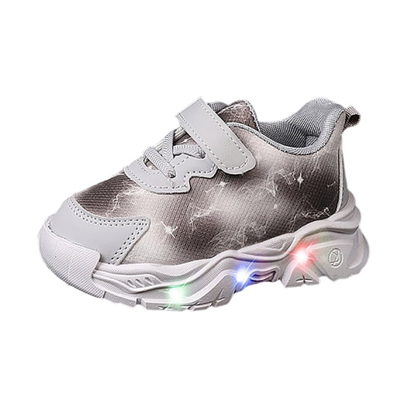 Pimfylm Light Up Casual Shoes Boy Light Up Shoes for Boys Girls Toddler LED Flashing Sneakers Breathable Sport Walking Shoes for Kids Grey,Size for US 8