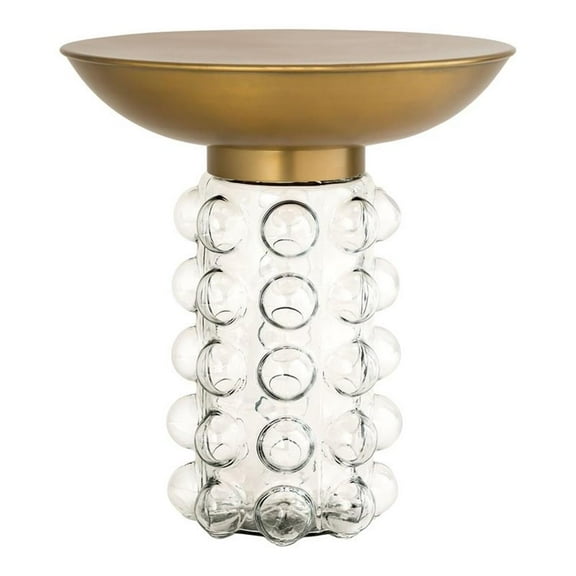 Pemberly Row 19"H Transitional Glass Side Table in Antique Brass