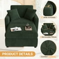 thumbnail image 5 of LUMIHO Chaise Lounge Chair Indoor, 42" Sleeper Chair with Two Throw Pillows and Armrests, Corduroy Chaise Couch Chair with Ottoman for Living Room, Bedroom, Apartment, Green, 5 of 8