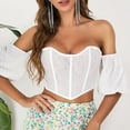 thumbnail image 2 of Blusa moldeadora de encaje con mangas abullonadas a la moda estilo corte Vintage para mujer Fridja  nalpqowj30857, 2 of 6