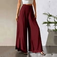 thumbnail image 2 of hoksml Women's Chiffon Wide Leg Palazzo Pants, High Waist Flowy Trousers with Pockets for Summer, 2 of 7