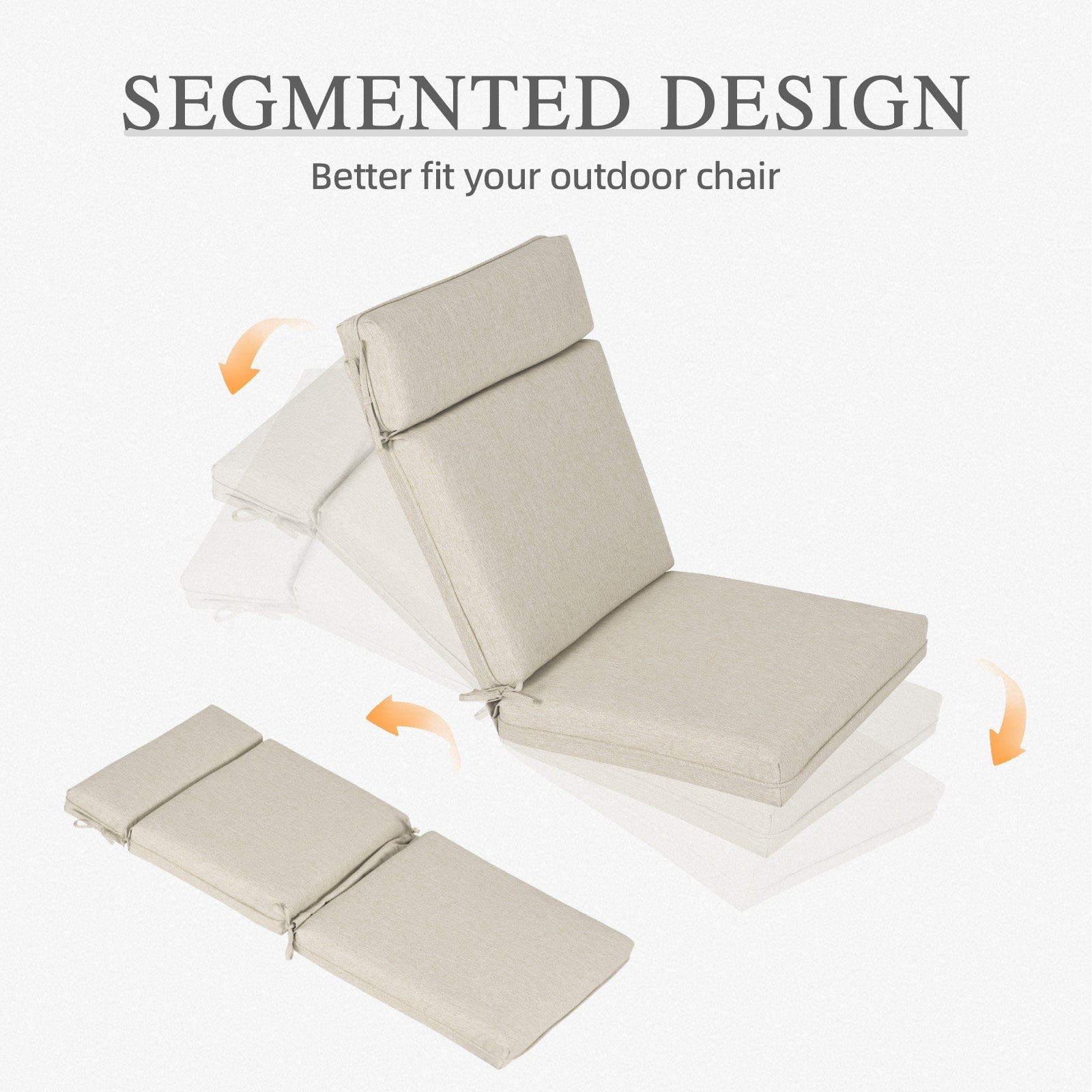 Aoodor High-Back Outdoor Dining Chair Cushion Set, Fade-Resistant Polyester Fabric, Water-Repellent TPU Coating, 37x20x2.8 Inches (Set of 2)