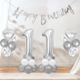 thumbnail image 4 of Silver Number 11th Birthday Decoration Set Happy Birthday Banner Balloons 11 Years Old Birthday Party Supplies Helium Balloons Number 11 Balloons Latex Balloon Foil Balloon, 11th Party Balloons, 4 of 5