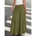 thumbnail image 5 of Women's Army Green Multi Layer Maxi Skirt Drawstring Casual Summer Vacation Skirt, 5 of 22