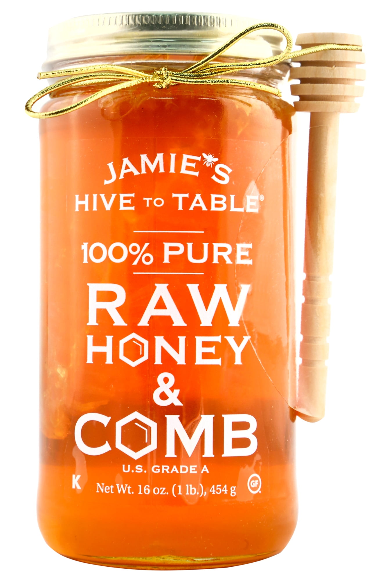 Jamie's Hive To Table 100 Raw Honey & Comb, Pure Honey, 16 oz Jar