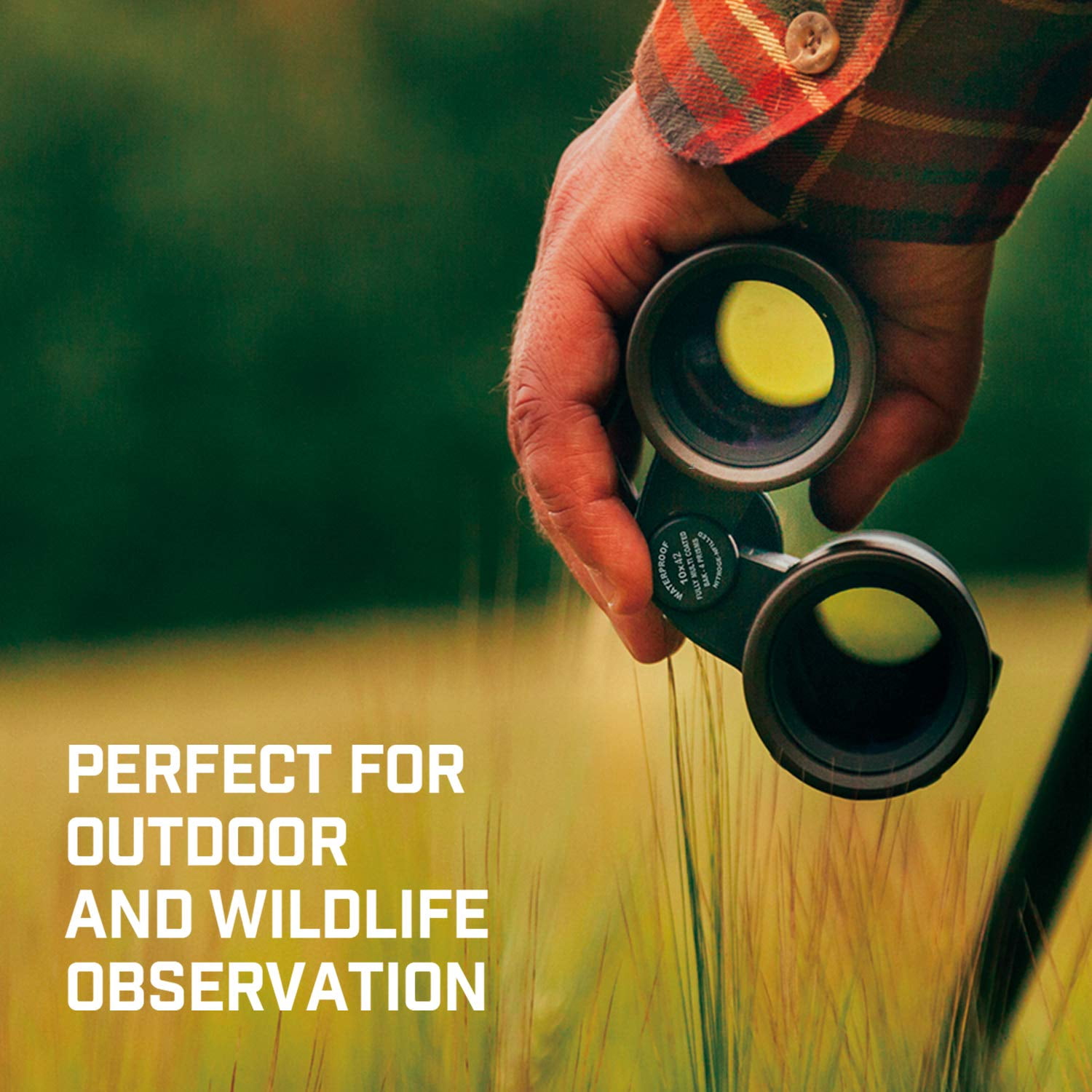 Amcrest 10x42 Roof Prism Binoculars for Adults, HD Professional Binoculars for Bird Watching, Travel, Stargazing, Hunting, Concerts, Sports, BAK-4 Prisms, Smart Phone Adaptor for Photography