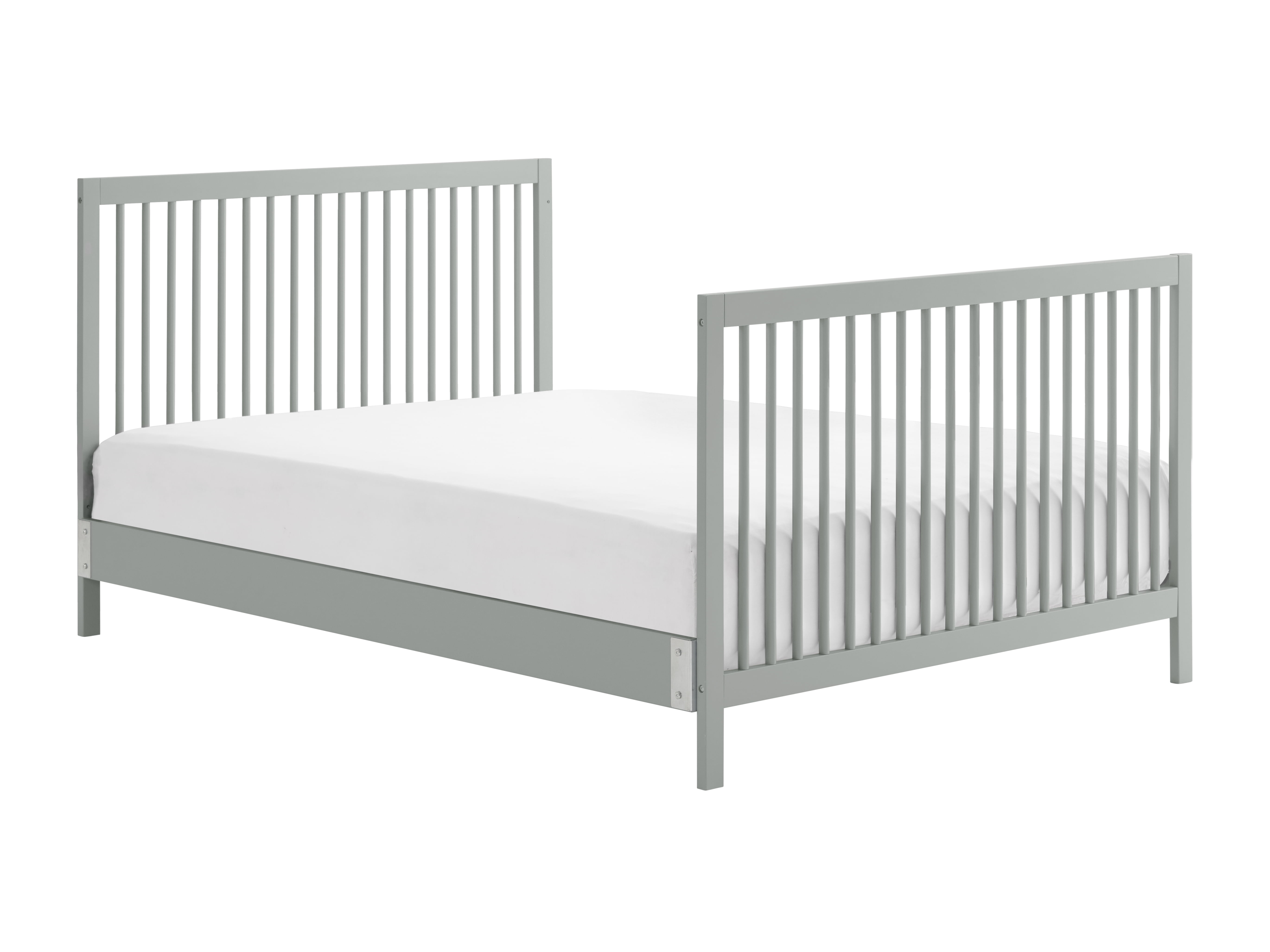 Oxford Baby Essential Island Full Size 4-in-1 Convertible Crib with Round Spindles, Gray