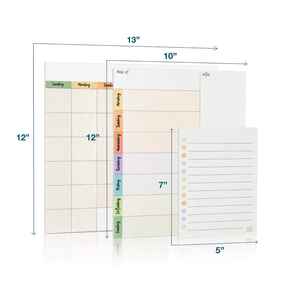 M.C. Squares Reusable Task Chart Whiteboard. Lined Daily Chore Charts Cling to Stainless Steel & Glass (Any Shiny Surface) Included Smudge-Free Wet