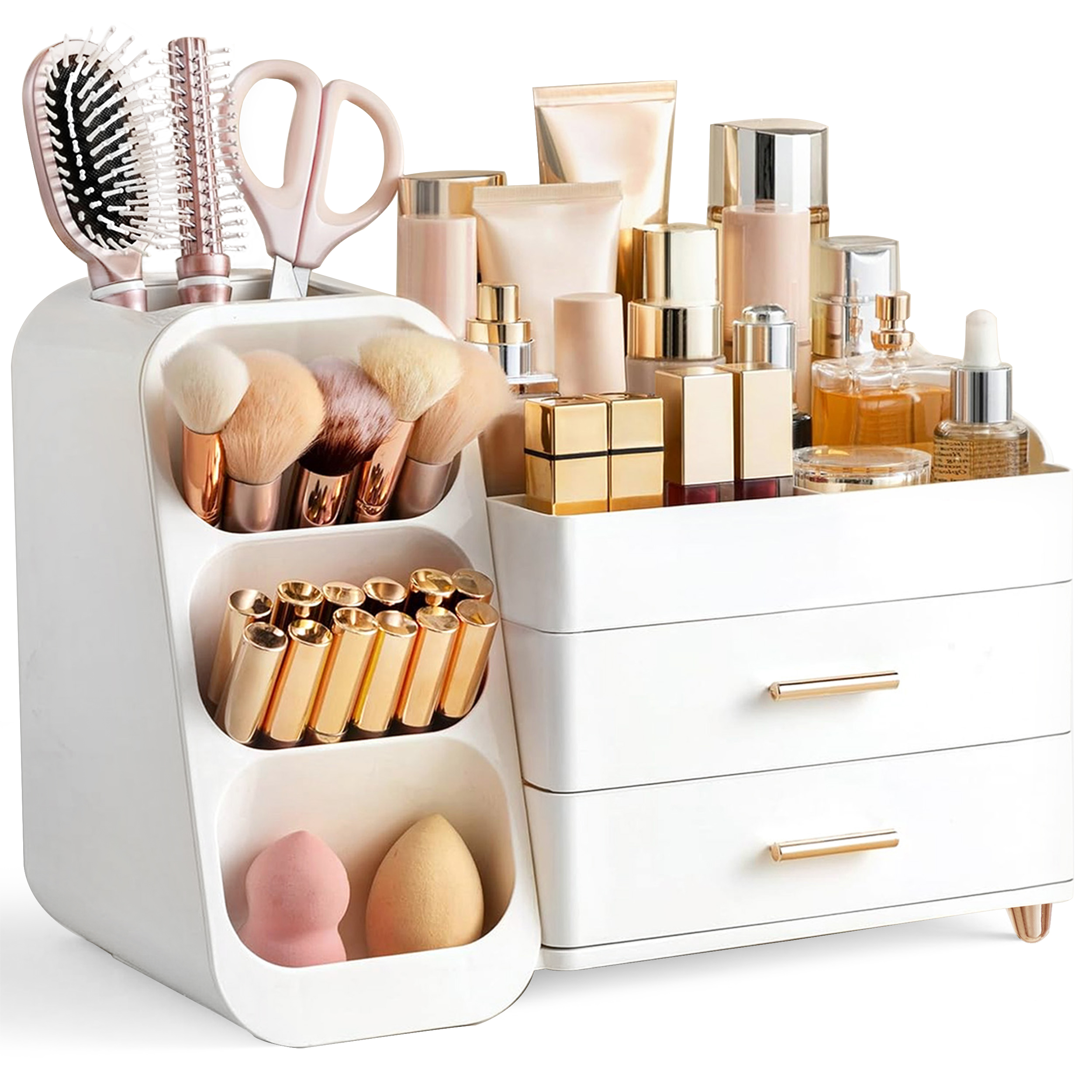 HBlife Makeup Organizer with Brush Holder, White photo 7
