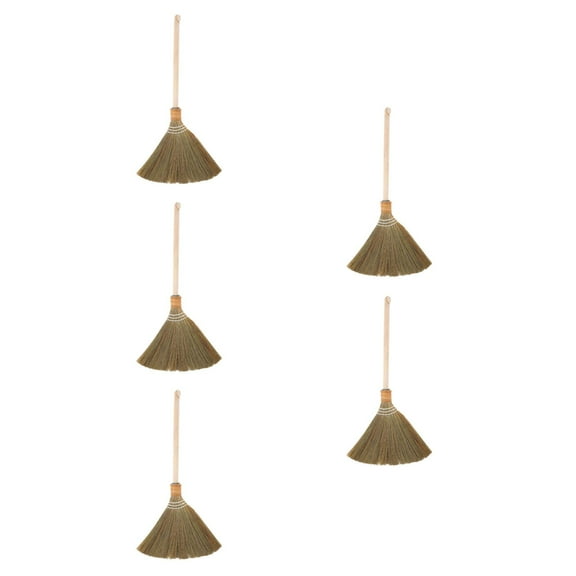 Hemoton 5pcs Natural Whisk Sweeping Broom Asian Vietnamese Corn Broom with Wood Handle Floor Cleaning Broom for Courtyard Garage Lobby Garden Leaves Stone Rubbish