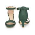 thumbnail image 5 of BLISSFUL STEP Open Toe Ankle Strap Kitten Heel Sandals for Women Dark Green 8.5, 5 of 6