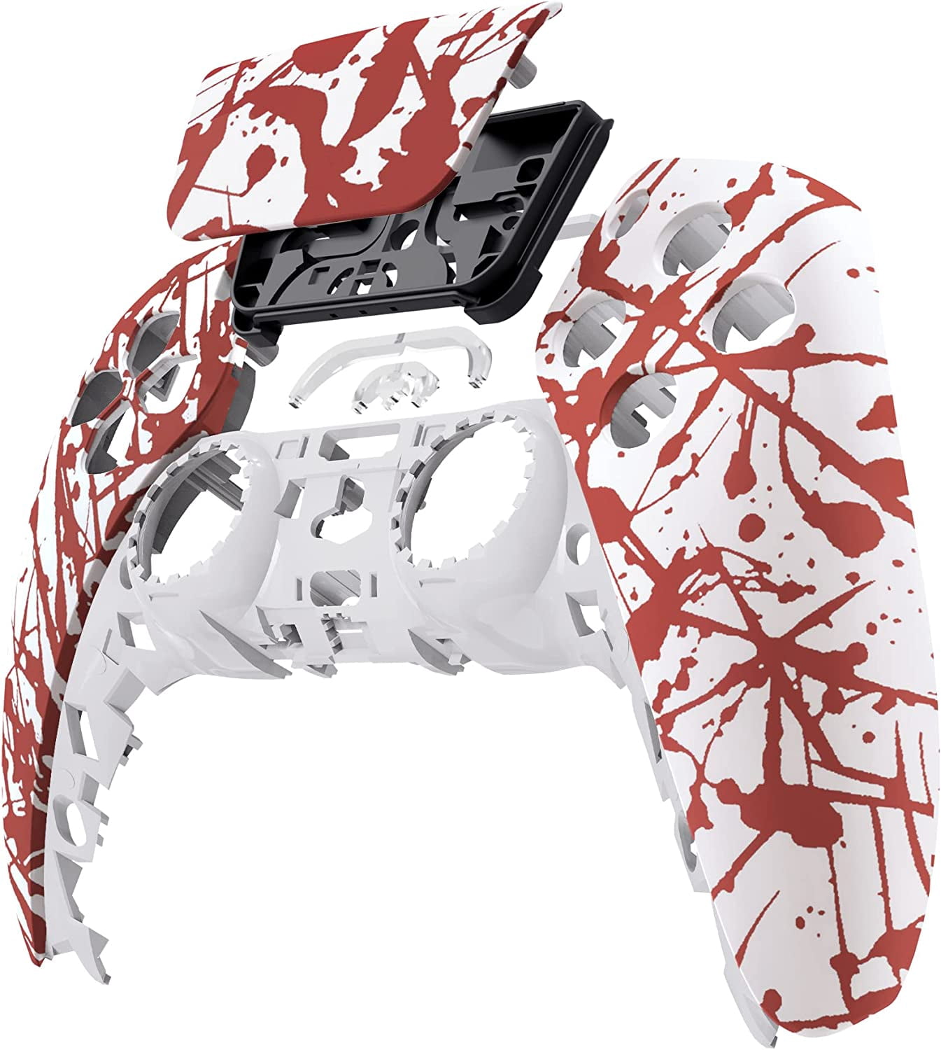 eXtremeRate Blood Patterned Touchpad Front Housing Shell Replacement Cover for ps5 Controller BDM-010/020/030/040