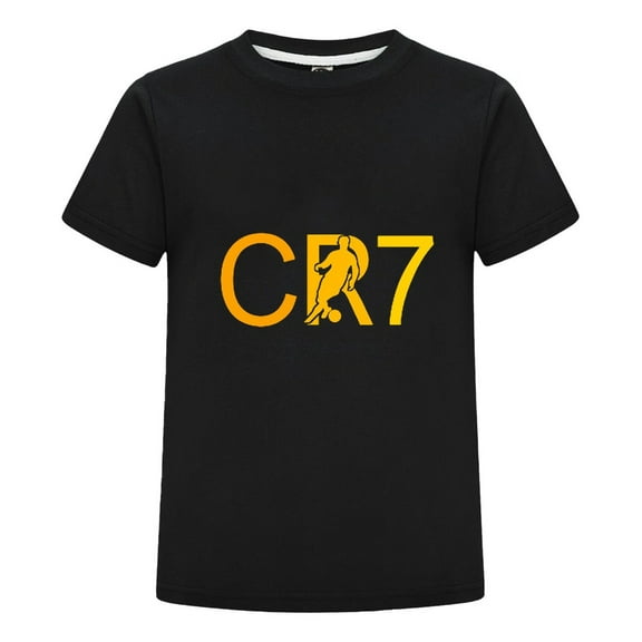 CR7 Orange Silhouette Kids T-Shirt – Ronaldo Football Graphic Tee Boys Sportswear Casual Summer Top