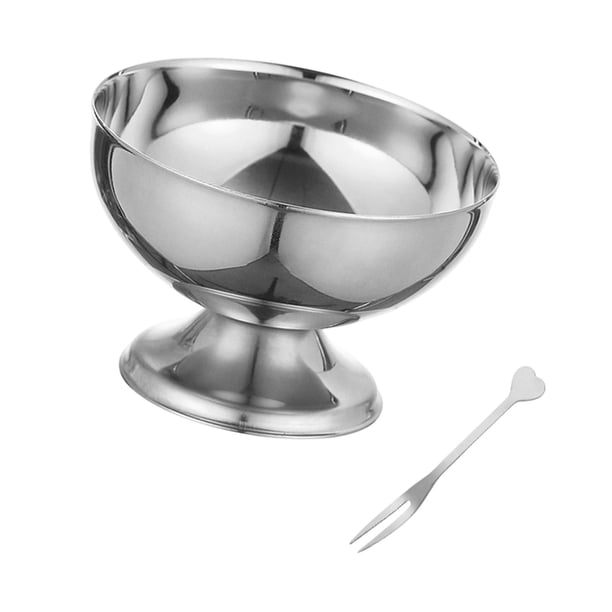 Tazón de helado de acero inoxidable Postre Sorbet Tazón Fruto Tazón de frutas Postre de acero inoxidable para el restaurante ensalada de shower S de plata