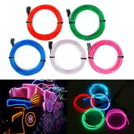 EEEKit EL Wire Kit Super Bright Portable Neon Light with 4 Modes - Neon EL Wire Kit - for Christmas Halloween Party DIY Decoration -Blacklight Run- 4 Modes Battery Controllers(5 by 1-Meter)