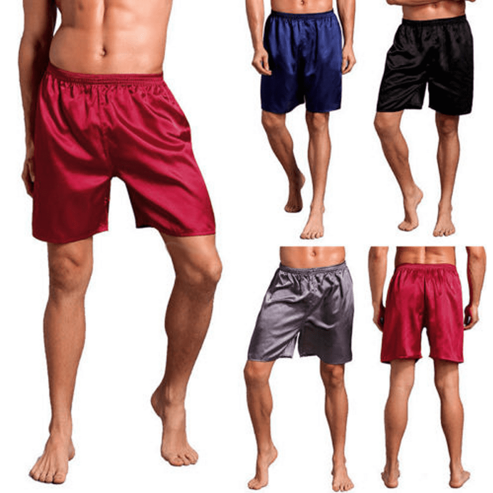Merqwadd Men's Silk Satin Pajamas Shorts Sleepwear Loungewear Pants