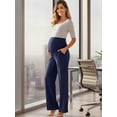 thumbnail image 2 of DARING DIVA Women's Maternity Over Belly Pregnancy  Business Casual Pants 2XL Deep Blue, 2 of 8