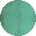 thumbnail image 1 of Ahgly Company Machine Washable Indoor Round Solid Turquoise Blue Modern Area Rugs, 8' Round, 1 of 4