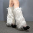 thumbnail image 5 of Fuzzy Plush Leg Warmers for Women Multipurpose Furry Boot Toppers Cuffs Elastic Leg Gaiters Stockings for Cold Weather, 5 of 9