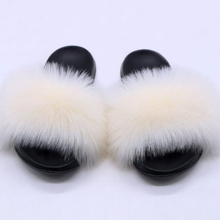 

XWQYRG Women Fuzzy Slippers Color Block Fluffy Slides Furry Slipper Breathable Shoe Outdoor Lightweight Faux Home Shoes Royal