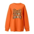thumbnail image 4 of Fiaer Thanksgiving Women Sweatshirts Plus Size Crew Neck Pullover Long Sleeve Give Thanks Graphic Loose Fit Holiday Tops Orange XL, 4 of 4