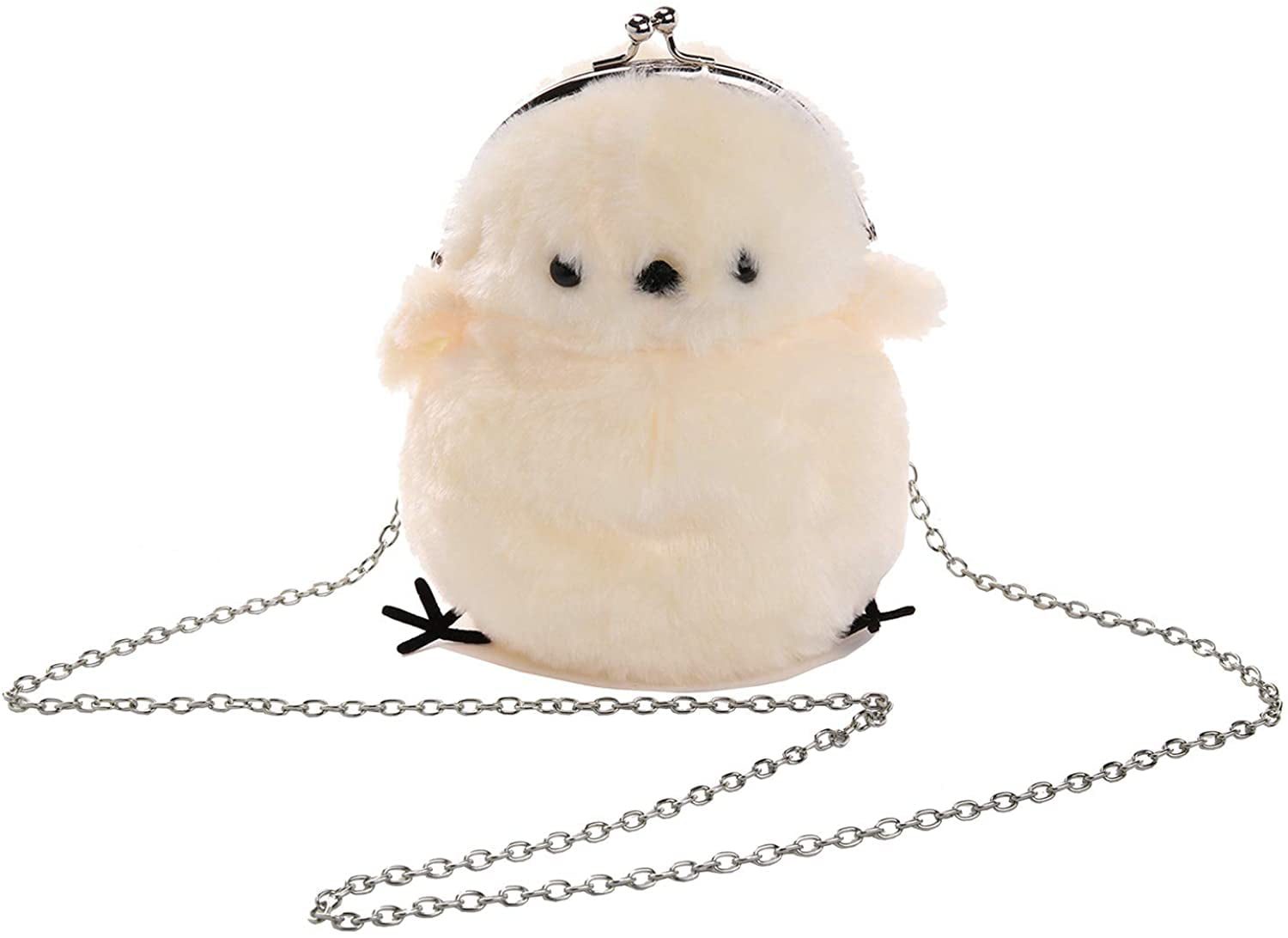 Cute Cartoon Small Chicken Plush Fluffy Girl Shoulder Bag Crossbody Purse 