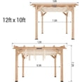 thumbnail image 2 of EastVita 10x12 FT Cedar Wood Pergola with Retractable Oxford Fabric Roof Wooden Outdoor Patio Canopy Gazebo with Shade, 2 of 9