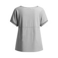 thumbnail image 5 of WHEANG 2026 Trendy Summer Tops for Women Short Sleeve Collarless Button Down Shirt Breathable Linen Crop Blouse for Women Lightweight Casual Beach Vacation Outfit Tops(Color Gray Size 2XL), 5 of 6