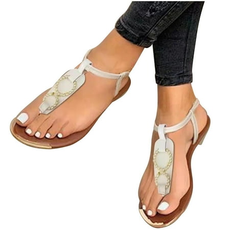 Ladies Women Summer Clip-Toe Shoes Flats Casual Beach Sandals