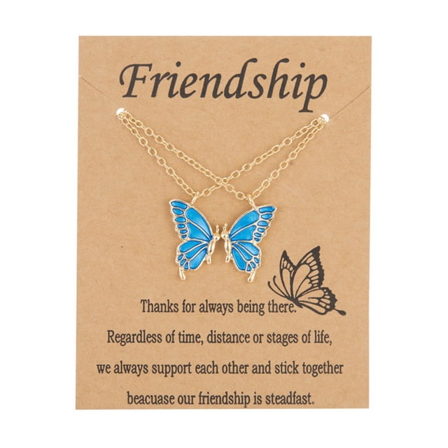 Collar de mariposa para mujer, cadena BFF de aleación, collar de amistad para 2 niñas, collar con colgante de mariposa, joyería, regalos de cumpleaños