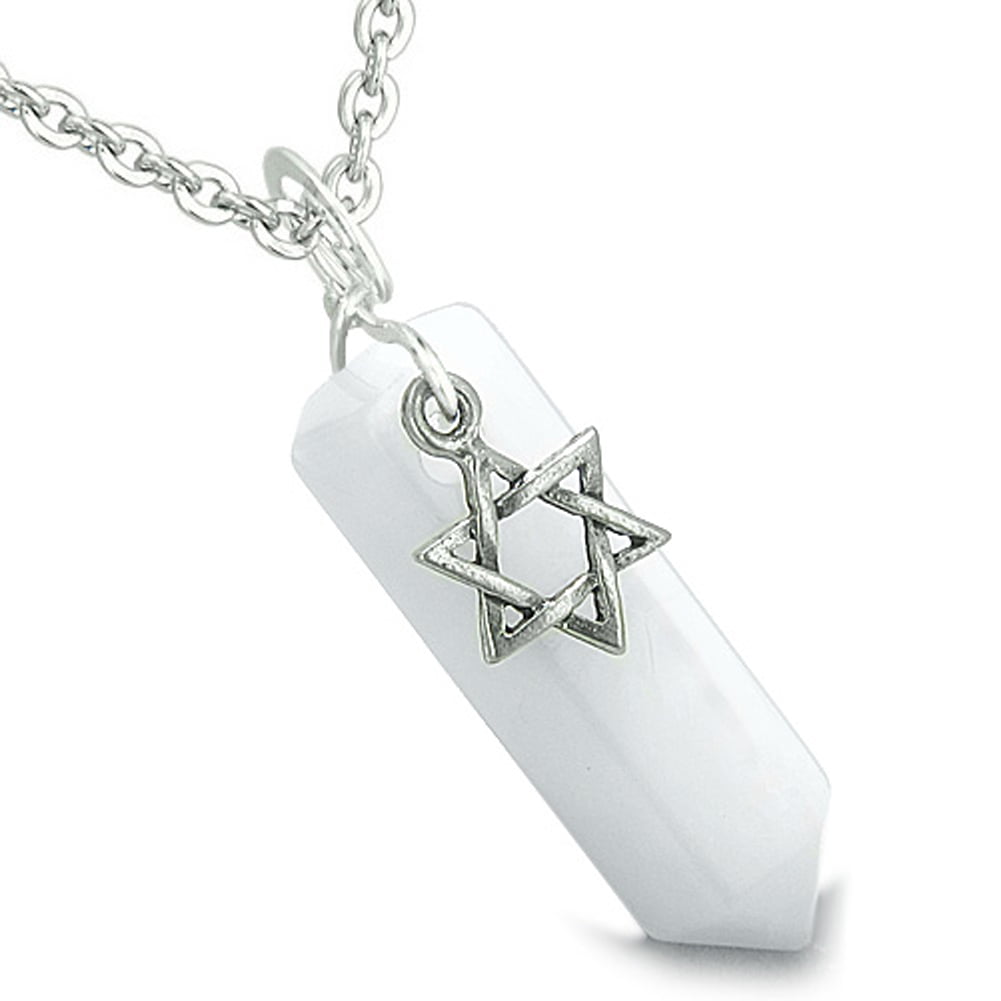 King of Solomon Star of David Crystal Point Magic Snowflake Quartz Pendant 18 Inch Necklace