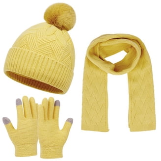 Winter Hat Scarf Gloves Set, Classic Cable Knit Beanie Removable Pom Pom absanyy Women main image 4