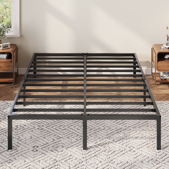 Allewie Queen Bed Frame, 12 Inch Heavy Duty Metal Beds with Storage Space, Easy Assembly, Reinforced 6-Leg Support, Black