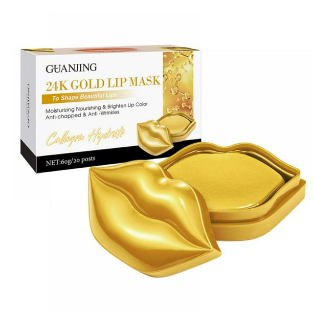 20pcs 24k Gold Lip Mask Pads Anti Aging Moisture Essence Gel Lip Plumper Lip Masks Lips Enhancer Pads - Walmart.com