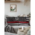 thumbnail image 3 of Outdoor Pillows Waterproof, Red American Flag Bedding Throw Pillows with Insert for Couch Sofa Bed, Black White Stripe US Flag Retro Wooden 16x16 Inch Pillowcases Decorative Patio Pillow Set of 2, 3 of 8