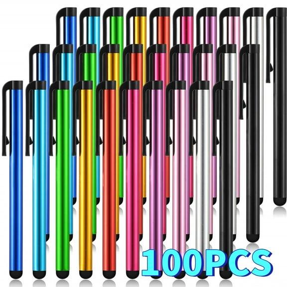 100 Pieces Stylus Pens Capacitive Slim Stylus Pens for Universal Touch Screens Devices, Compatible with iPhone, iPad, Tablet (Multiolors)