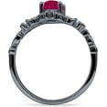 thumbnail image 6 of Art Deco Marquise Filigree Engagement Ring Ruby Cubic Zirconia Black Tone 925 Sterling Silver, Size 10, 6 of 7
