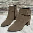 thumbnail image 2 of Dasayo Ankle Women's Boots Chelsea Gray Pointed Toe Low Heel Buckle Western Side Zip Boots Woman Shoes 41, 2 of 5