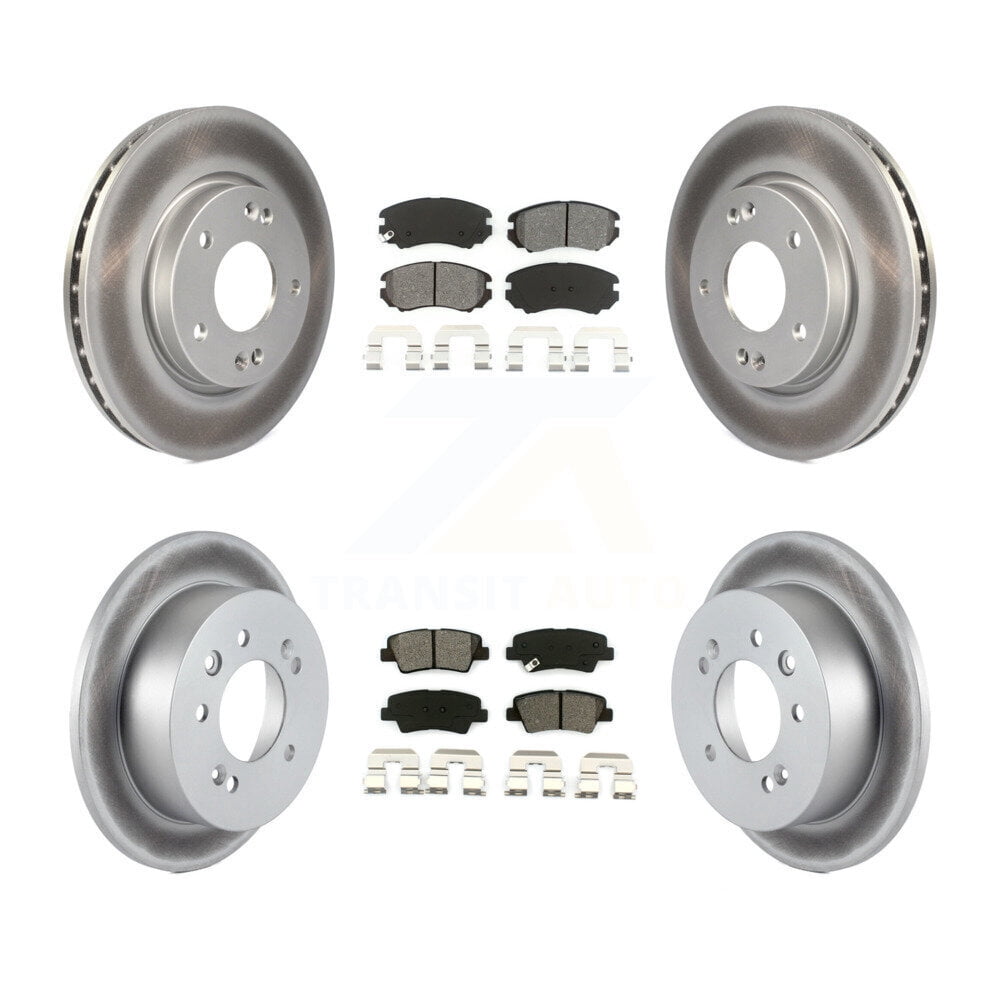 Transit Auto Front Rear Coated Disc Brake Rotors and Semi-Metallic Pads Kit for Car 2010 Hyundai Elantra Sedan From 03 23 10 KGS-100959