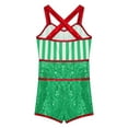 thumbnail image 4 of Zaldita Kids Girls Christmas Striped Leotards Candy Cane Sleeveless Unitard Jumpsuit Performance Green 14, 4 of 5