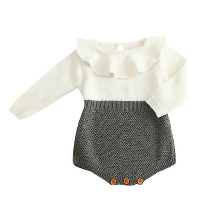

QWERTYU Infant Baby Toddler Children Knitted Long Sleeve Color Block Bodysuit for Girl Boy 3M-3Y 66