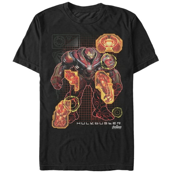 Men's Marvel Avengers: Infinity War Hulkbuster Schematic  Graphic Tee Black Large