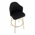 thumbnail image 6 of Ahoy Contemporary Fixed-Height Bar Stool With Black Metal Legs And Round Gold Metal Footrest With Black Fabric Seat -, 6 of 7