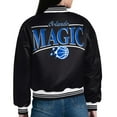 thumbnail image 2 of Women's Starter  Black Orlando Magic Arch Stripe Full-Snap Satin Varsity Jacket, 2 of 3