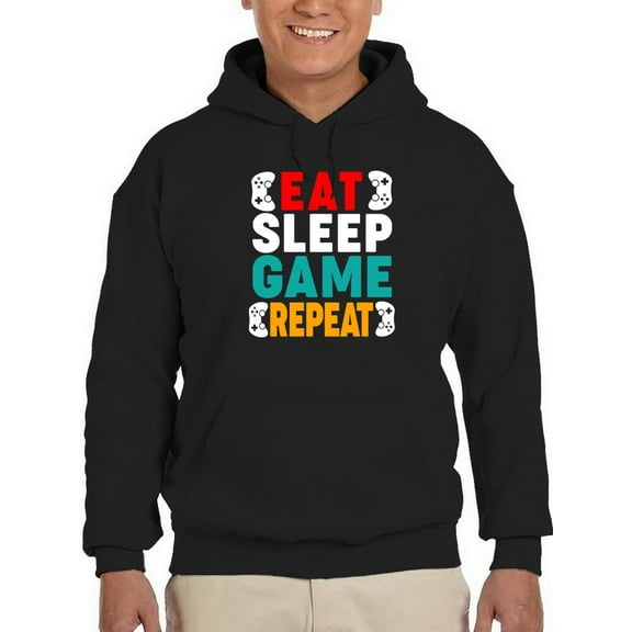 Eat Sleep Game And Repeat! Hoodie Men -GoatDeals Designs, Male Medium