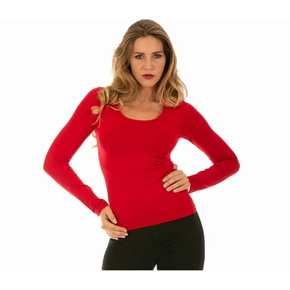 Seamless Crew Neck Top with Long Sleeves 153232