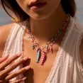 thumbnail image 4 of NICKSUN Boho Ocean Theme Beaded Necklace, 18K Gold Plated Stainless Steel Enamel Fish Starfish Charm Choker, 2 Colors Summer Vacation Beach Clavicle Jewelry for Women, 4 of 5