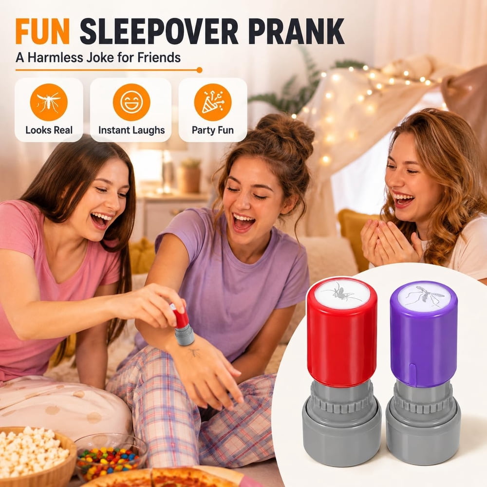 Mosquito stamp used as a sleepover party prank