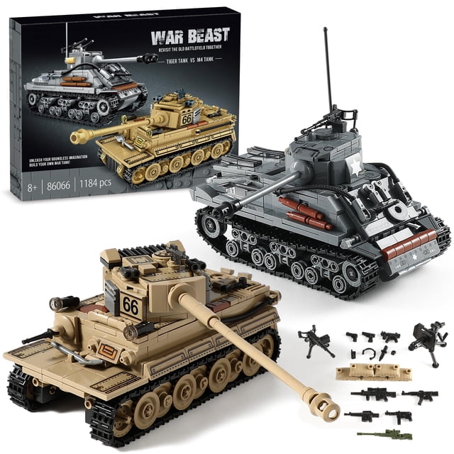 Kit de construcción para tanques del ejército de la Segunda Guerra Mundial, German Tiger y American M4